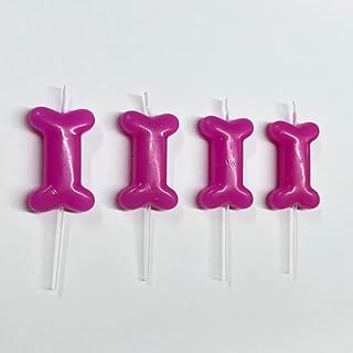 Pink Dog Birthday Candles 4 Pack Bone Shape