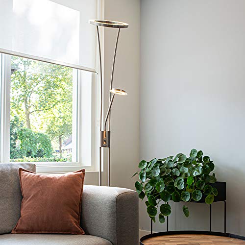 Qazqa Uplighter moderno acero vidrio LED brazo lectura - DIVINE/Acero Alargada Incluye LED Max. 1 x 4.5 Watt