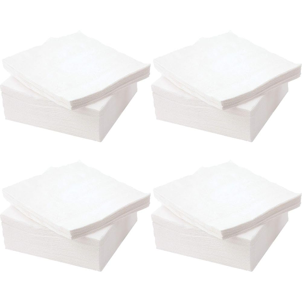 (Pack of 400) Tissue Paper - Soft Serviettes Napkins | 1Ply Square Tissue, White Cocktail Napkins | Kitchen Towels 29 x 29 cm Disposable White Papers, Ideal for Weddings Home Office Catering Cafe