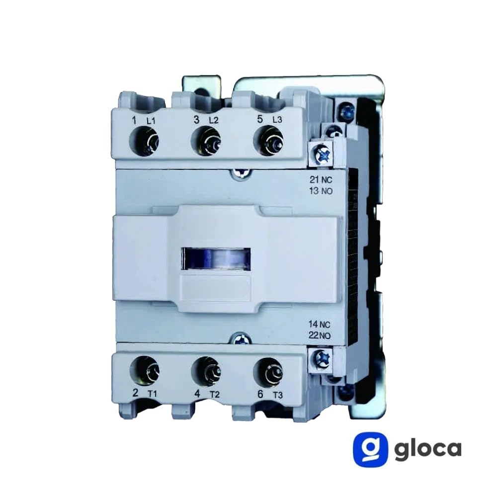 gloca Contattore AC 220V 50/60Hz Bobina 3P 3 Poli Normalmente Aperto Ue 380V (Ie 50 Ampere)