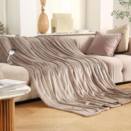 Thermal Fleece Electric Heated Throw Blanket Super Soft Flannel Velvet
