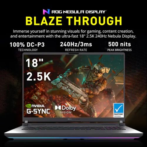 Image of ASUS ROG Strix G18 Gaming Laptop, Intel 24-Core Ultra 9 275HX, GeForce RTX 5060, 18 inch WQXGA 240Hz /3ms Nebula Display, Windows 11 Pro, Wi-Fi 7, 1080P FHD IR Camera | 32 GB RAM + 1 TB SSD