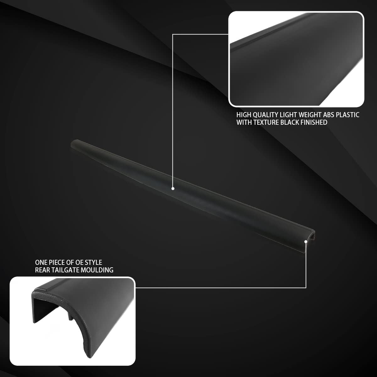 Autozensation Compatible with Ford F150 1997-2004, Truck Tailgate Moulding Protector Cap High Quality Abs Black