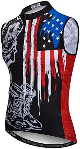 Cycling Jersey Men Sleeveless Bike Shirts Vest Bicycle Clothing Jacket Tight Reflective Black USA XL