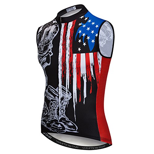 Cycling Jersey Men Sleeveless Bike Shirts Vest Bicycle Clothing Jacket Tight Reflective Black USA XXL