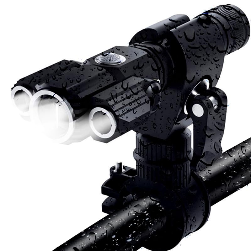 自転車 ライト 懐中電灯 自転車らいと 前照灯 防水Type-C充電式/電池式 LED 明るい 高輝度 【3つ強力ランプ &1台多役】明るい 4つ調光モード クロスバイク 取り外し簡単 外付け