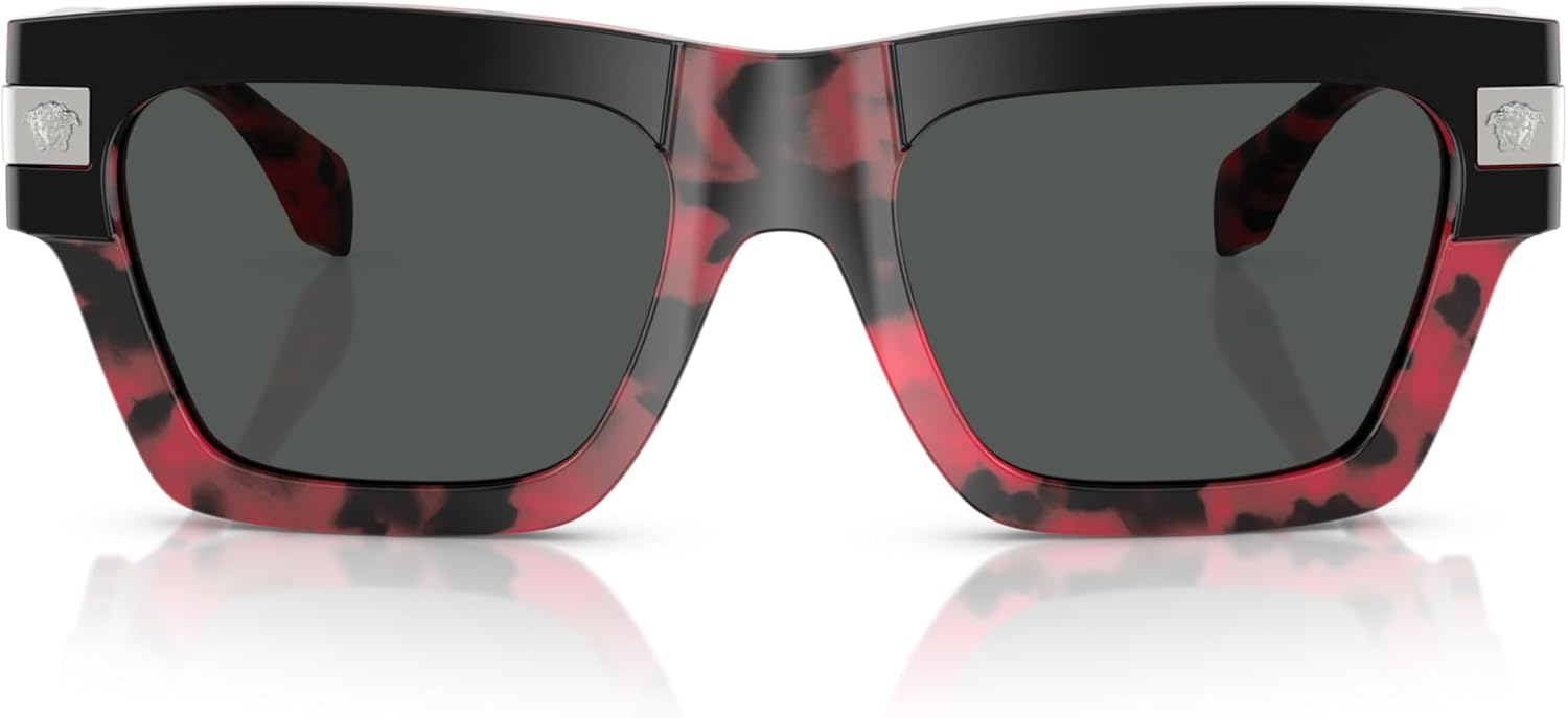 Versace Man Sunglasses Havana Blue Frame, Dark Grey Lenses, 55MM