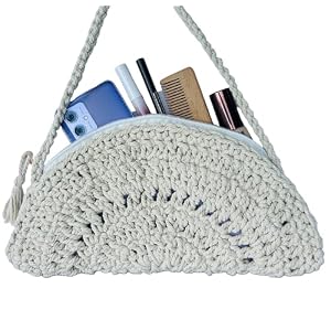 Tvineco Macrame Woven Handmade Crochet Handbag Cotton Boho Zipper Clutch for Women and Girls (Off White) 4 51anCe8cPyL. SL500 . SS300
