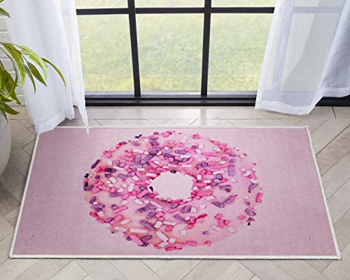 Well Woven Donut with Sprinkles 2' x 3' Pink Doormat Accent Rug