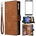 Asuwish Compatible with Google Pixel 3a XL Wallet Case Tempered Glass Screen Protector and Flip Cover Card Holder Cell Accessories Phone Cases for Pixel3aXL Pixle 3aXL A3 Pixel3a LX Women Men Brown