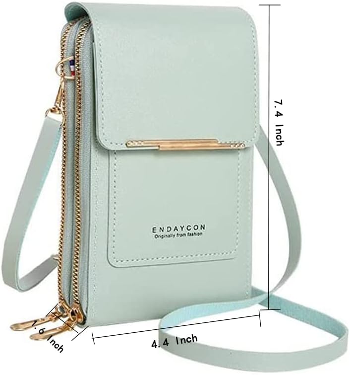 Miniatura 6 de Bolsa de cuero antirrobo, pequeña cartera cruzada para teléfono celular para mujer, bolsa cruzada con bloqueo RFID y correa para el hombro