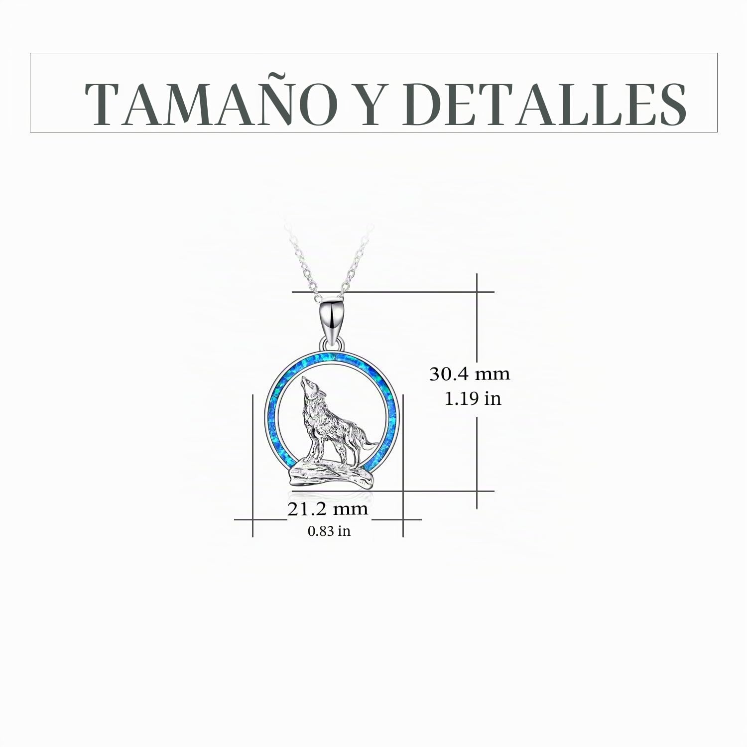 YFN Collar con Colgante de Lobo de Plata de ley 925 con Collar de Luna de ópalo 18 "Joyería del día de Cumpleaños para Novia y Esposa