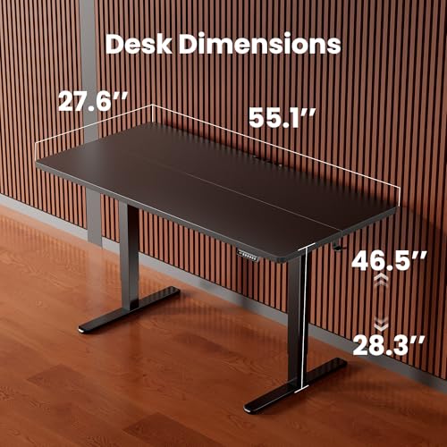 Image of ErGear 55 x 28 Inches Height Adjustable Electric Standing Desk, Sit Stand up Desk, Memory Computer Home Office Desk, Black