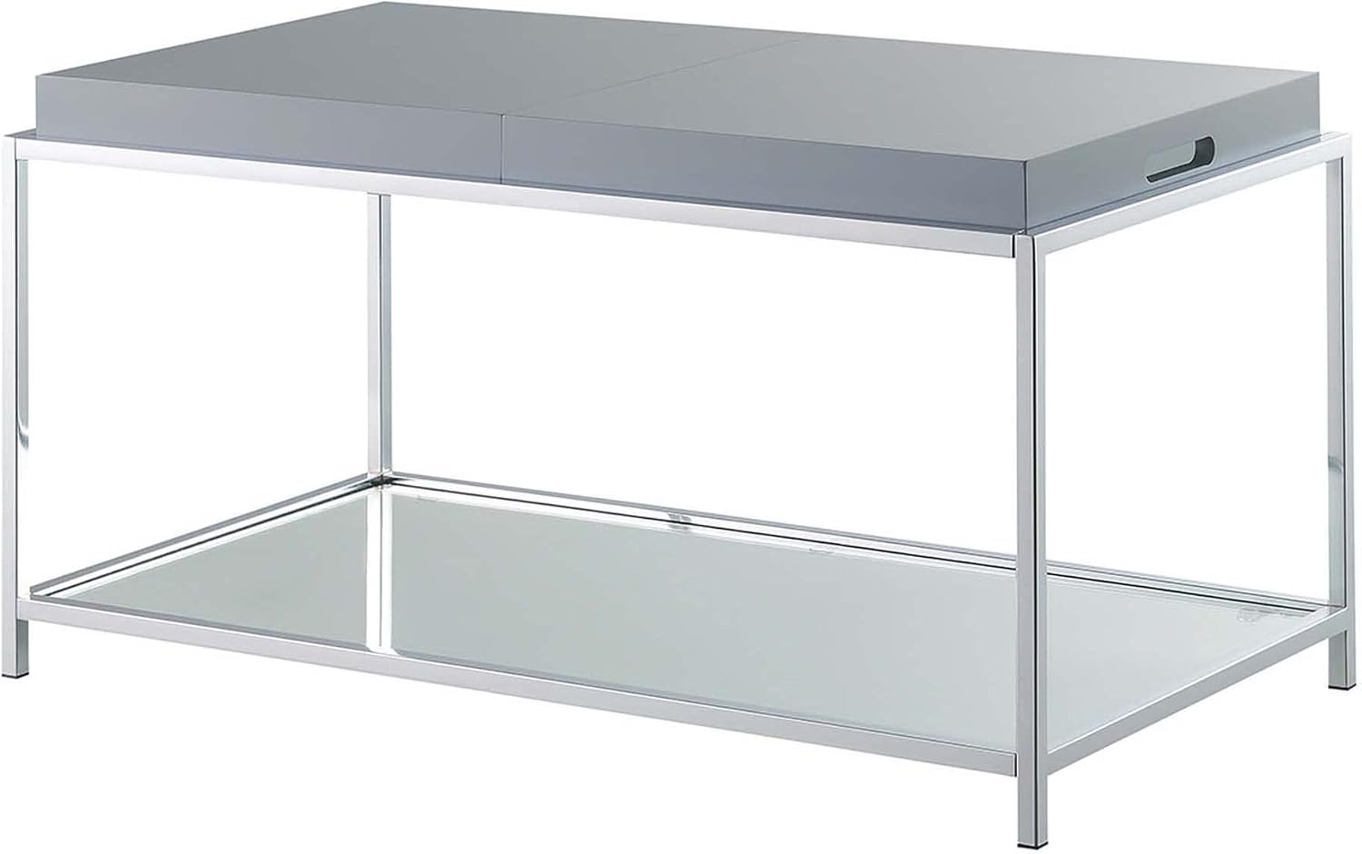 Convenience Concepts Palm Beach Coffee Table with Removable Trays and Shelf, Gray