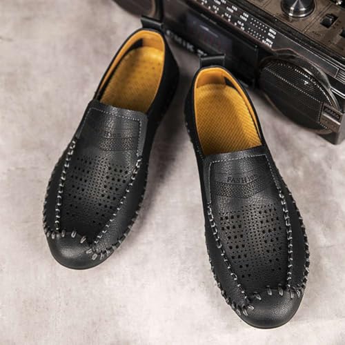 Men's Breathable Perforated Loafers Hand-Stitched Soft Sole Casual Shoes Slip-on Driving Moccasins for Men2