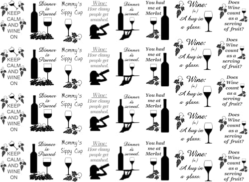 Wine Me 23 pcs 1 Inch Black Fused Glass Decals
