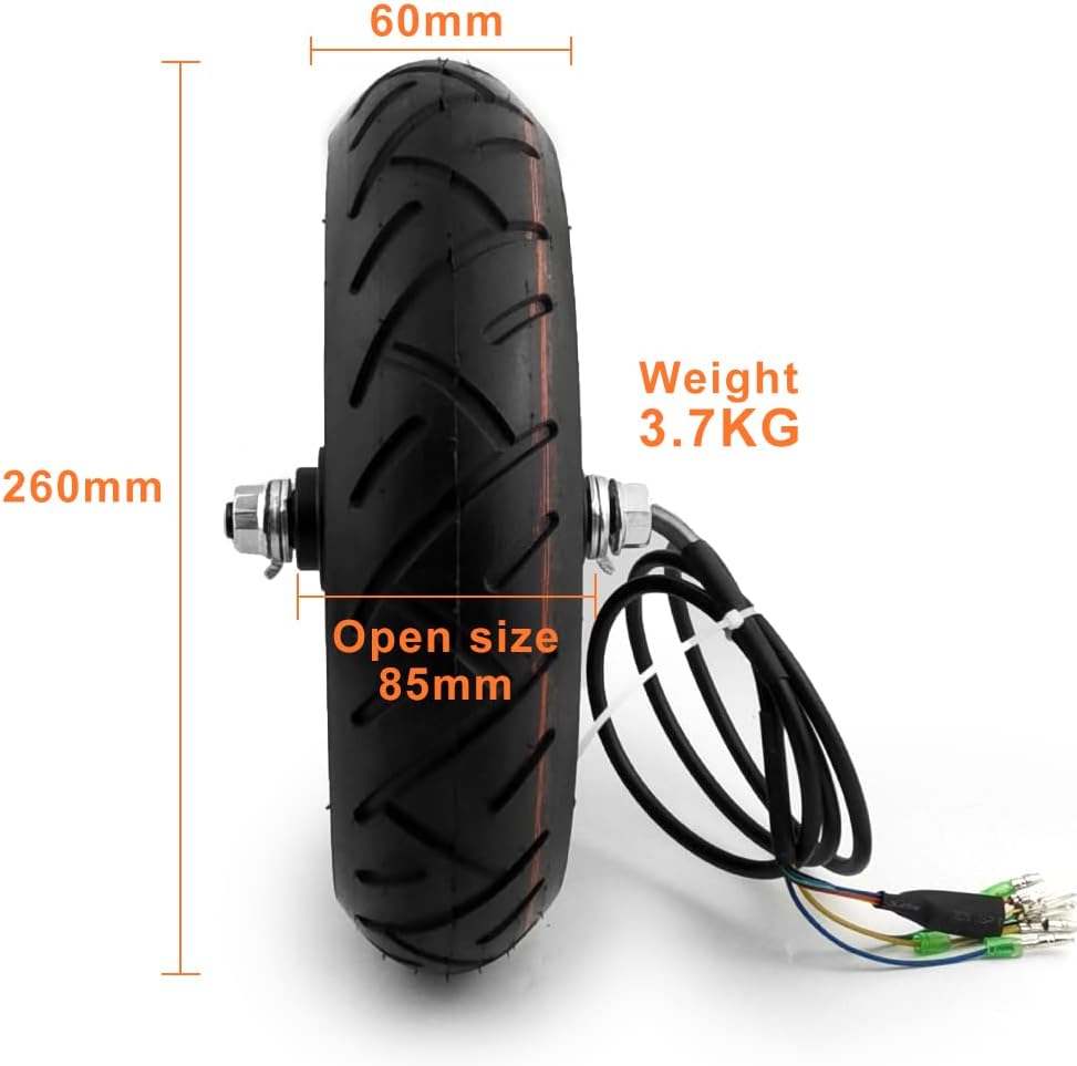 Gearless 350W 10 Inch Ultrathin Brushless Hub Motor 10x2.50 Tyre Drive Wheel Open Size 85mm For DIY 10" Electric Scooter Bike (48V)