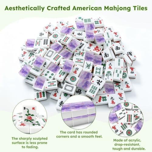 Set de fichas Mahjong americano acrílico tamaño grande 166 piezas miniatura 6