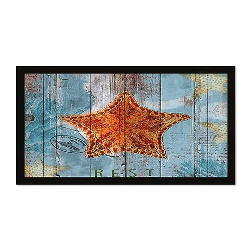 Plaque décorative rustique en bois océan et tortue pour mur de maison