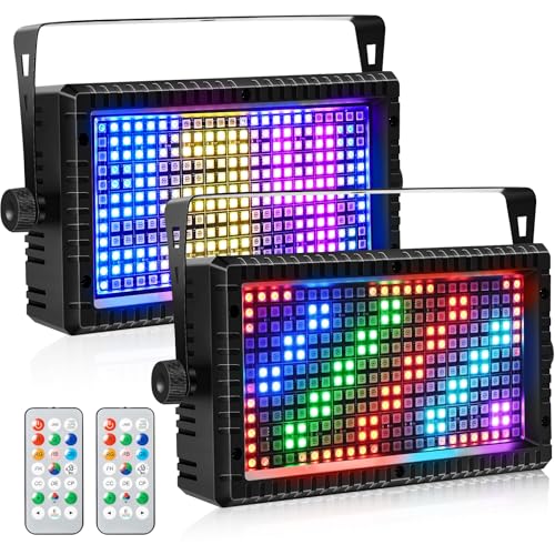 ZKYMZL Strobe Light 288pcs RGB 3-in-1 LED Stage Lights DJ Lights DMX Lighting with Remote Control & Sound Activated for Event Concert Party Church Wedding Club... (2 Packs)