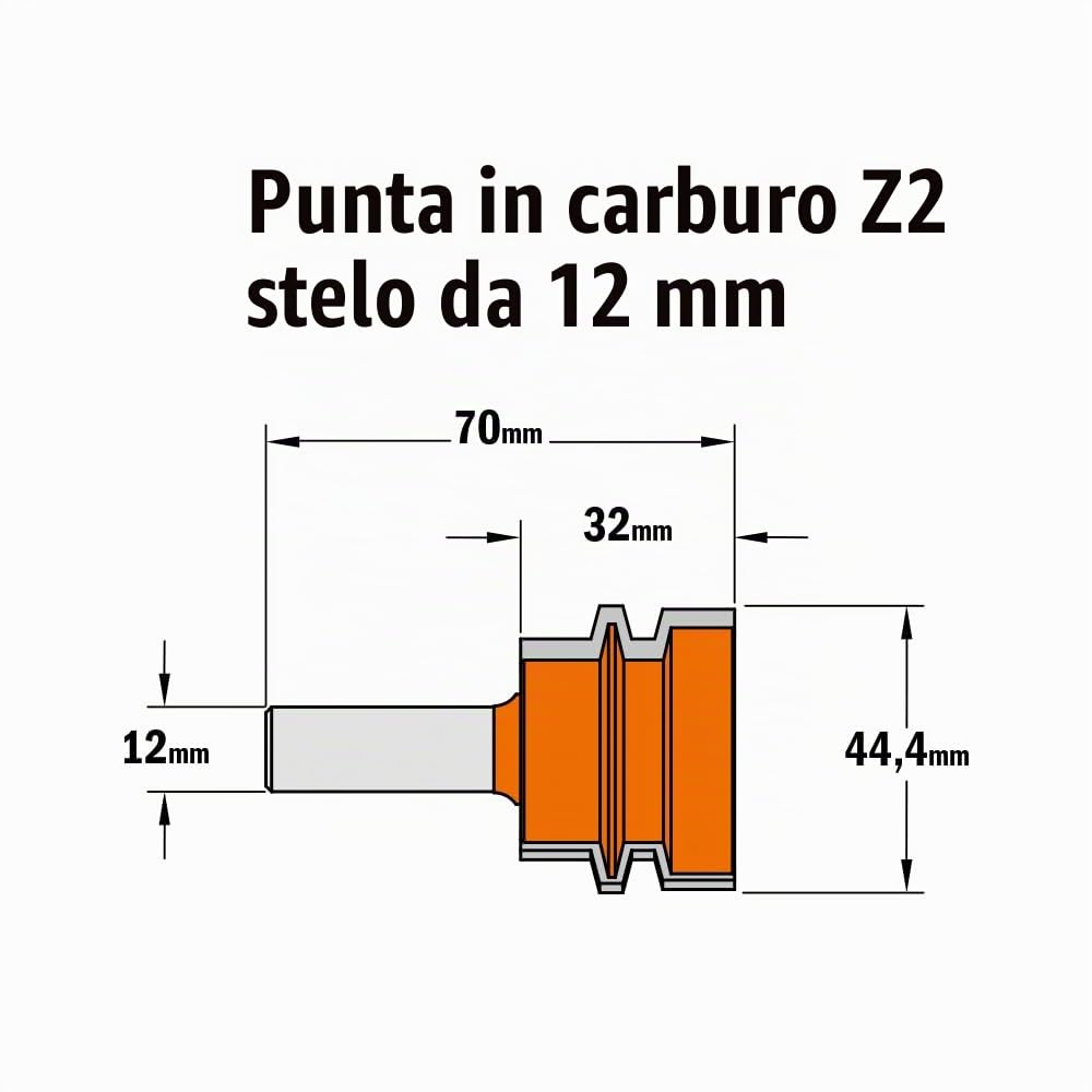 CMT ORANGE TOOLS 955.501.11 - FRESA PER GIUNZIONI PARALLELE HW Z2 S=12 D=44.4x32x70 DX