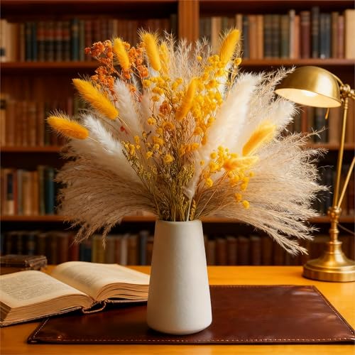 Ramo de flores secas DIY amarillo para decoración miniatura 3