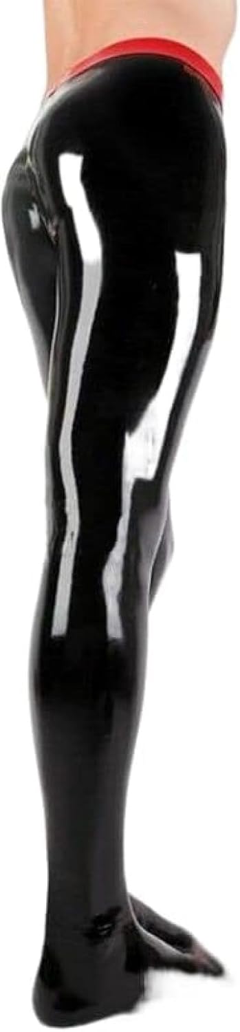 GOCTRN Men Latex Rubber Pants Trousers With Socks Crotch Inside Hide Openning,Customize,M
