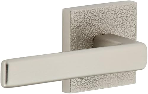 Viaggio Quadrato - Rosetón de piel con palanca Lusso en níquel satinado - Apertura a la izquierda