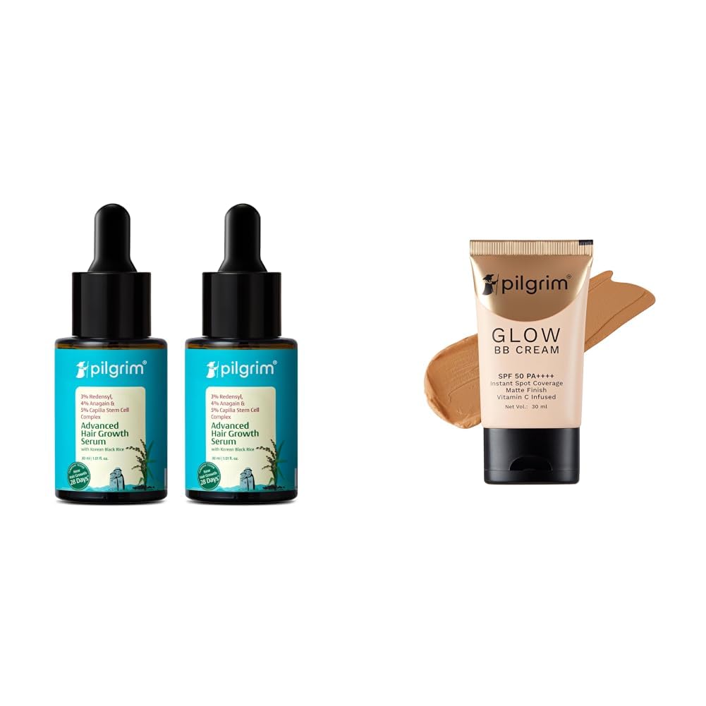 Pilgrim Redensyl 3% + Anagain 4% + 5% Capilia Stem Advanced Hair Growth Serum with Rosemary, Controls H & Almond Glow 3-In-1 Medium BB Cream SPF 50 PA++++ With Niacinamide, Hyaluronic Acid & Vit C For-image-20