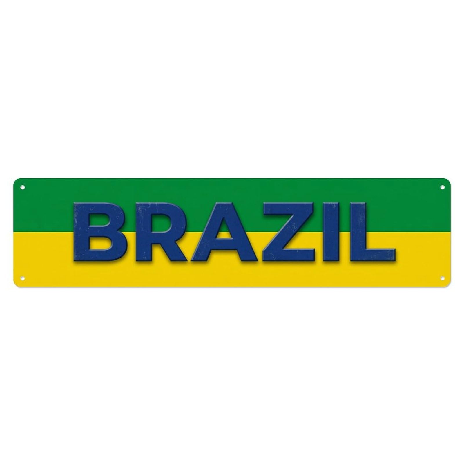 Vintage Brazil Flag Pattern Metal Tin Sign