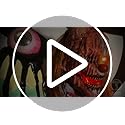 Haunted Hill Farm 6.5-Ft Animatronic I Scream Clown by Tekky, Halloween Animatronic, Creepy Party Decor, Indoor & Covered Outdoor Spooky Party Decoration Motion-Activated Lights & Sound, LifeSize