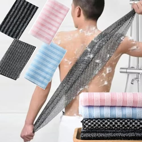 Syansju Exfoliating Shower Towel, 48 Inches, Men's (Plaid+Striped), Polyester