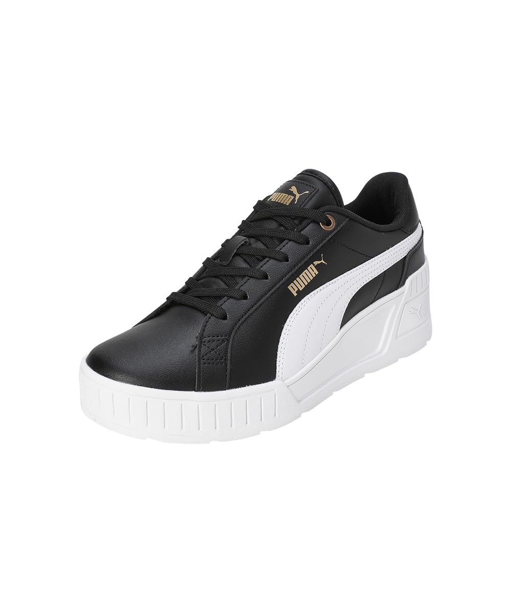 See full amazon price history chart for Puma Womens Karmen Wedge Black-White-Gold Sneaker - 8 UK (39098501) Puma Womens Karmen Wedge Black-White-Gold Sneaker - 8 UK (39098501) (B0BRMDMFSY) Amazon Price History, Amazon Price Tracker