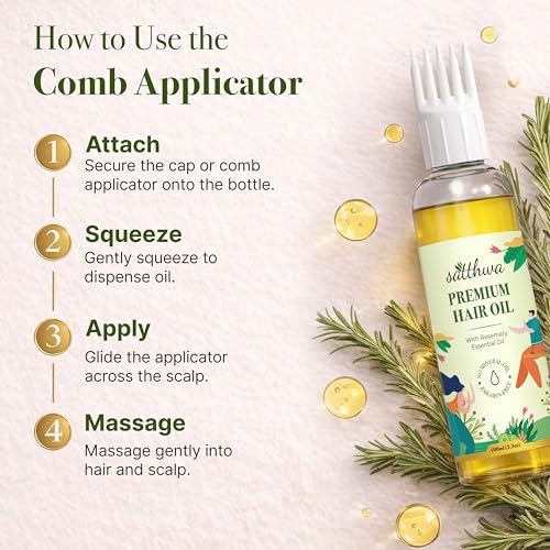 Image of Satthwa Premium Rosemary Hair Oil | Botanical Oil | Lightweight, Non-Greasy | for Daily Hair Care Rituals | 100 mlx2 | 3.3ozx2