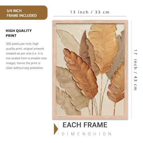 Image of kotart Aesthetic leaf Art Home Decoration | Floral Paintings With Frame For Living Room Bed Room Hotel Wall Decor Digital Reprint (13x17 inch)