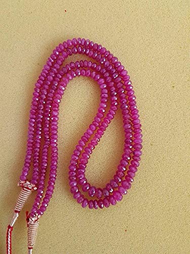 LKBEADS Rubin szklane koraliki różowe rubinowe wypełnione szkłem fasetowane koraliki rondelle 3 - 5 mm rozmiar 40 cm sznur rubinowe koraliki biżuteria