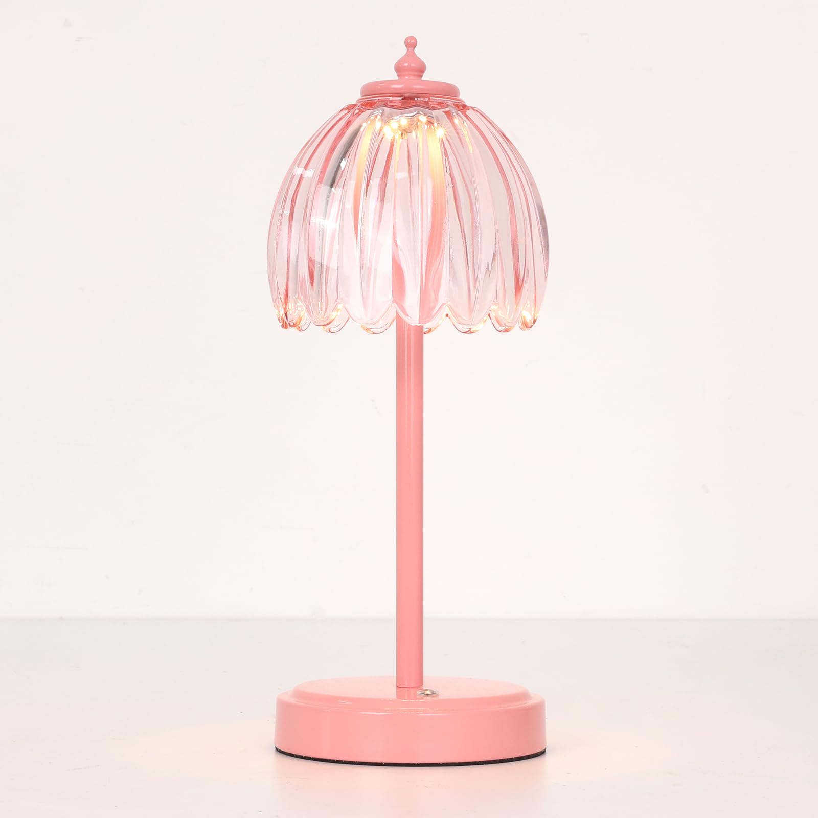 Shenmoyl Rechargeable Table Lamp with 5200mAh Battery & Touch Control - 3 Adjustable Color Temperatures, Cordless Dimmable Table Light for Bedroom, Office Desk, Nightstand (Clear Pink,Pink Base) — image 1