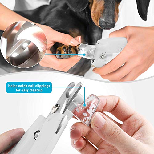Haustier Nagelknipser mit LED-Licht, hunde krallenschere Krallenschneider, Nagelfeile Krallenpflege für Mittlere & Kleine Hunde und Katzen, Professionelle Nagelschneider Scharfe Klinge Sicheres