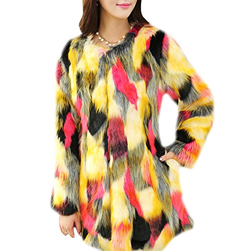 Gladiolus Invierno Elegante Abrigo Largos De Piel Sintética De Pelo del Invierno Parka Chaqueta De Las Mujeres Rojo S