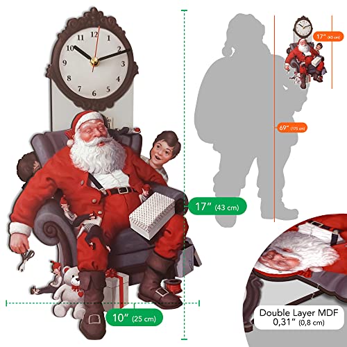 Reloj de pared Santa Claus y niños con péndulo miniatura 2