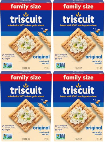 Triscuit Original Whole Grain Wheat Crackers, Vegan Crackers, Healthy Snacks, Lunch Snacks, Family...