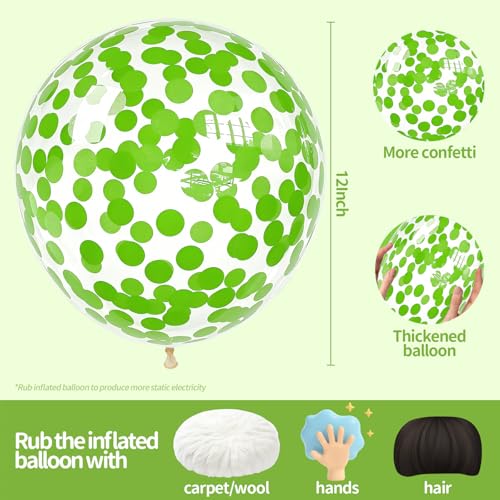 Image of VHUWE Lime Green Confetti Balloons 25 Pcs, 12 Inch Thickened Clear Latex Balloon with Confetti Inside for Birthday Party Baby Shower Graduation Anniversary Engagement Decorations Supplies