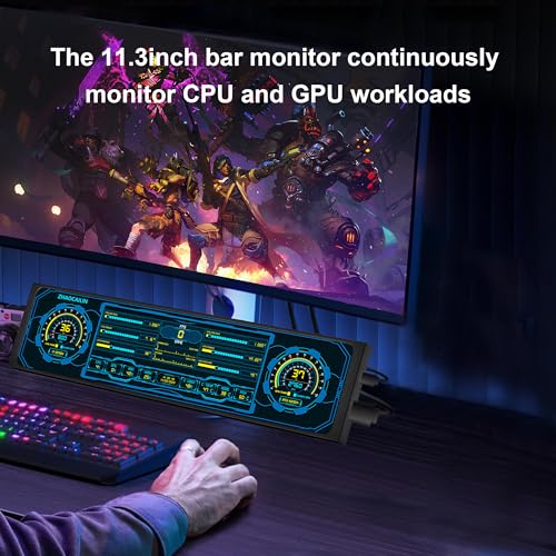Image of 11.3 Inch Mini Monitor - FHD IPS1920x440 LCD Display, Computer Secondary Screen, CPU GPU Temp Monitors with Casing for Windows macOS Aida64 Monitor