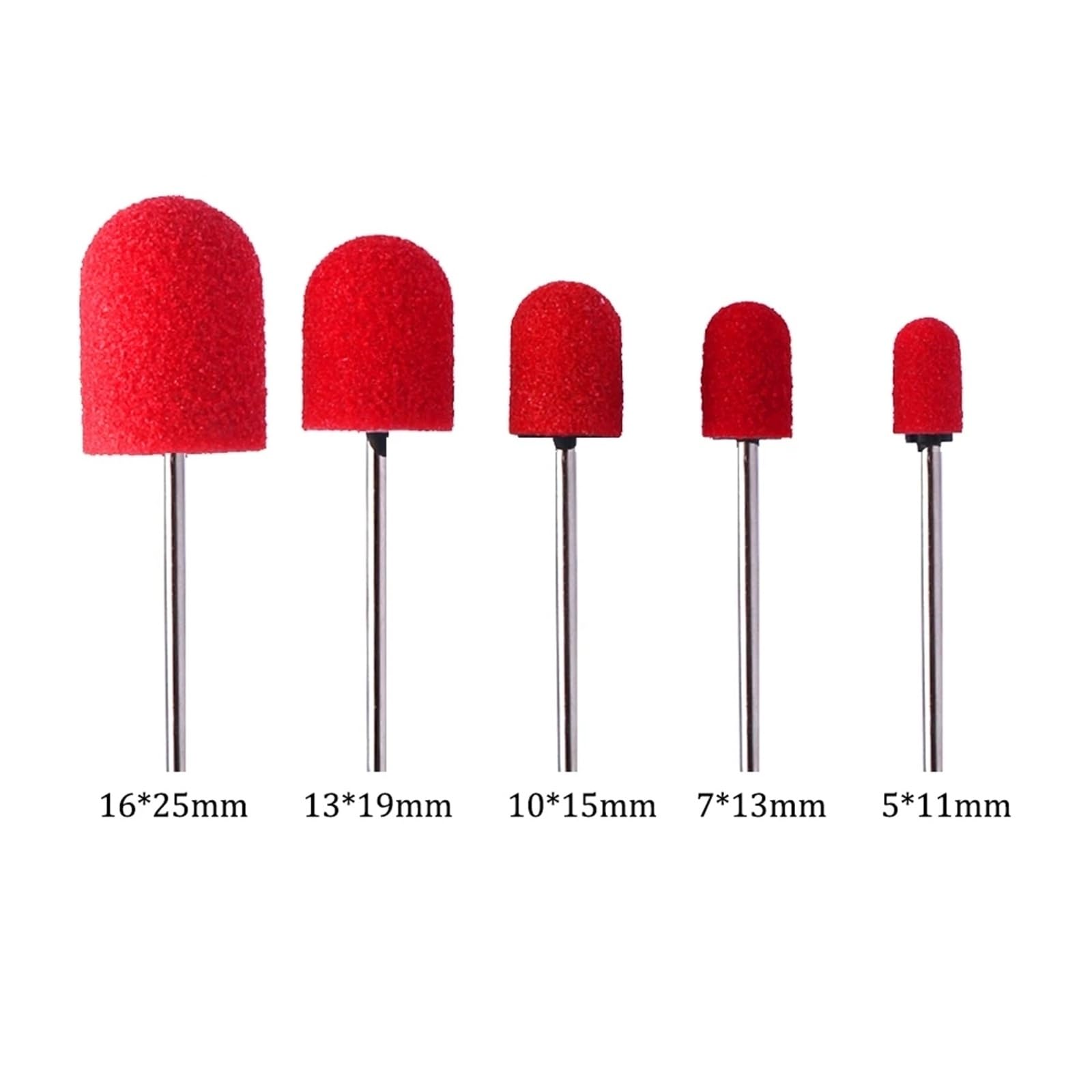 Tambores de Lijado 50 Uds. Accesorios de taladro uñas plástico rojo tapas bloque mandril removedor Gel cuidado los pies cutícula(16x25 120 Grit)