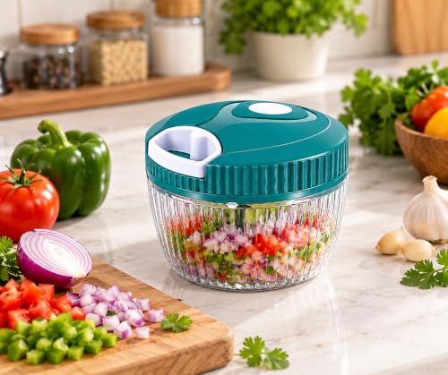 Image of Plastic Manual Vegetable Chopper for Kitchen Use, Vegetable Cutter for Kitchen, Onion Cutter, Onion Chopper (Crystal Wave Green - 550 ml)