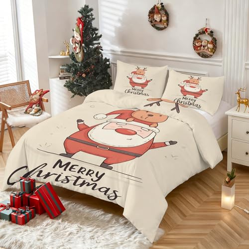 Parure de lit Père Noël reversible confortable avec fermeture éclair - 3