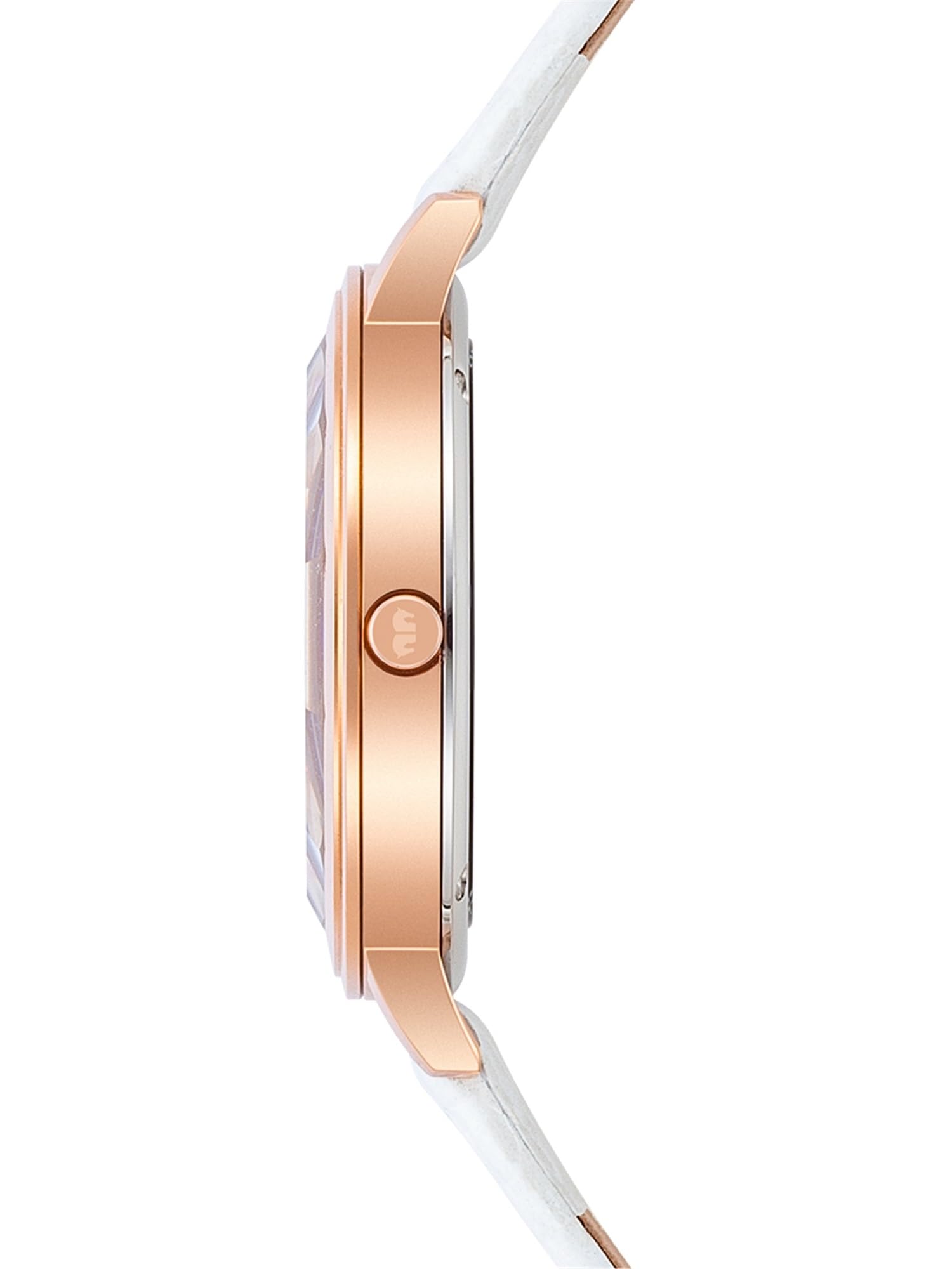 Rhodenwald & Söhne Lucrezia Damenuhr Edelstahl 3 ATM verziert mit Kristallen Echtlederarmband geprägt - Fashion-Uhr Frauen Skeletonoptik