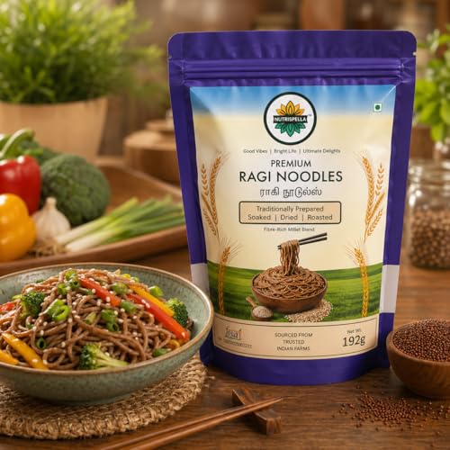 Image of Nutrispella Ragi Millet Noodles | Millet Based Traditionally Prepared Pasta | No Added Preservatives | Finger Millet Noodles for Stir Fry And Soup Dishes | 192 g