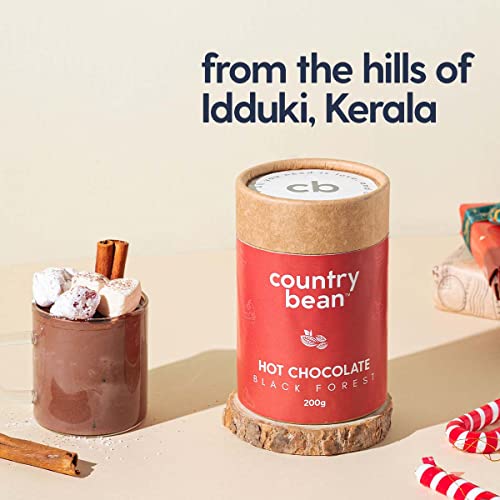 Image of Country Bean Black Forest Hot Chocolate, 60% less sugar, 200G, Enjoy Hot or Cold, Perfect Beverage For Monsoons