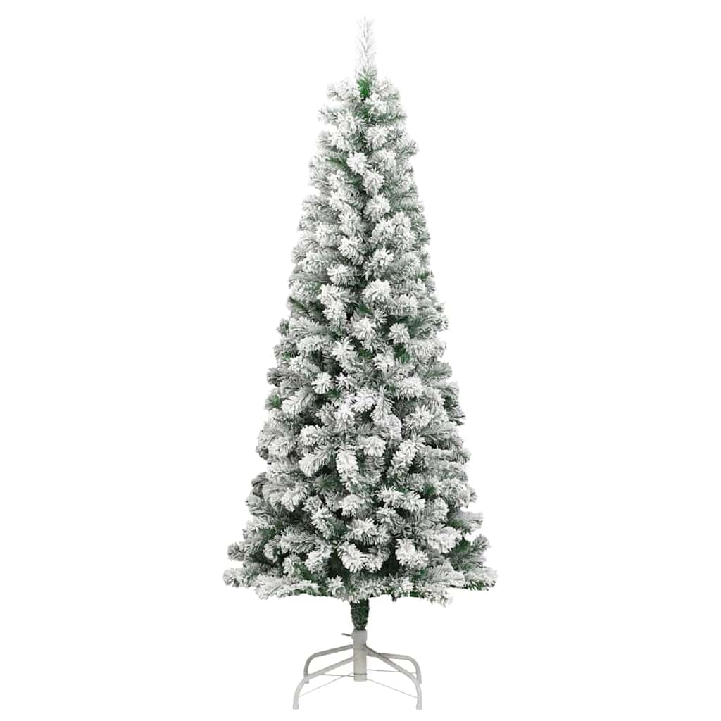 Albero di Natale artificiale pieghevole, 180 cm, verde e bianco, con 300 LED a luce bianca calda, 8 modalità, funzionamento USB, stabile, per interni ed esterni protetti, decorazione per feste